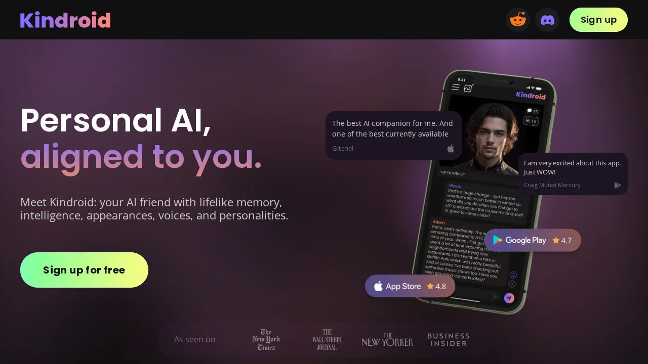 Kindroid interface